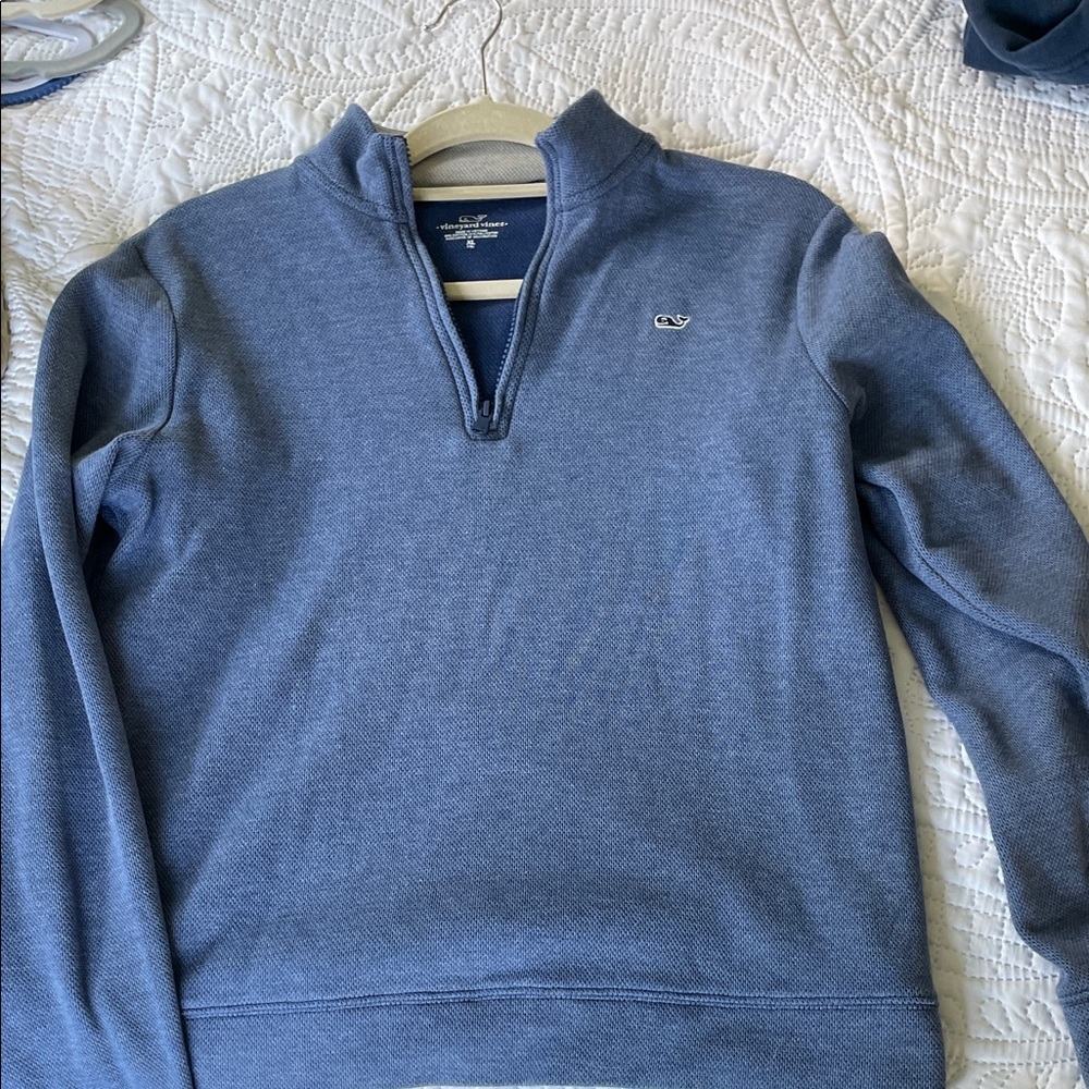 Vineyard Vines Boys’ Blue 1/4 Zip-Up Sweater
